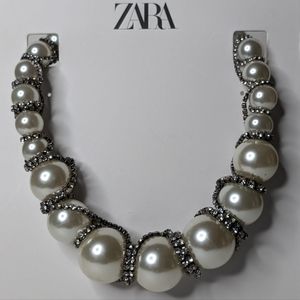 Zara pearl and rhinestone necklace